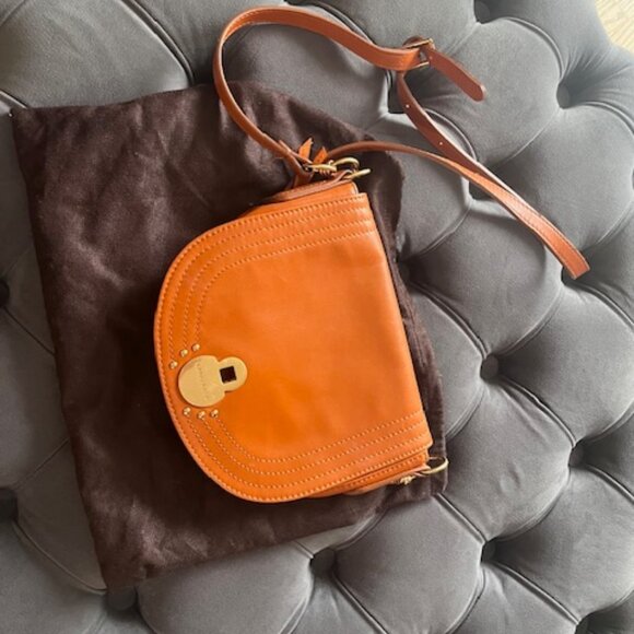 Longchamp Genuine Leather Shoulder Bag Cavalcade Camel Crossbody with Turn Lock - Picture 1 of 4